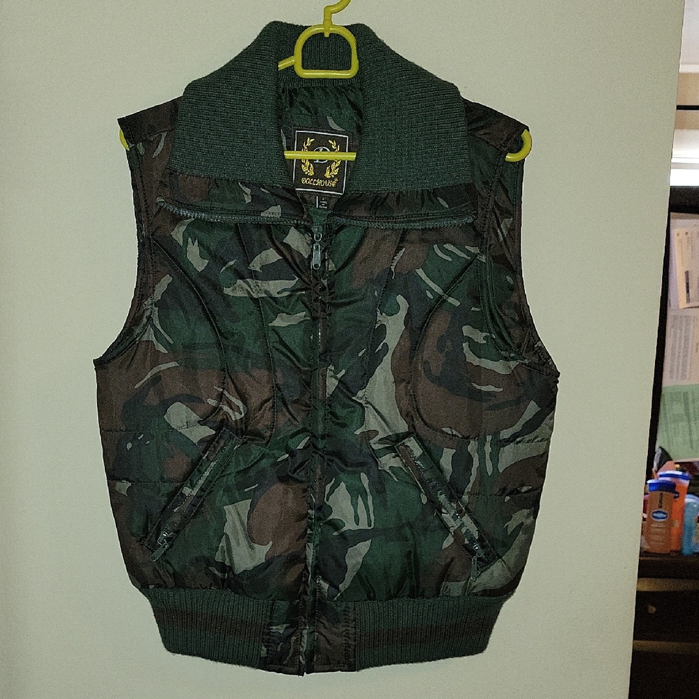 Dollhouse Green & Brown Camo Quilted Vest
